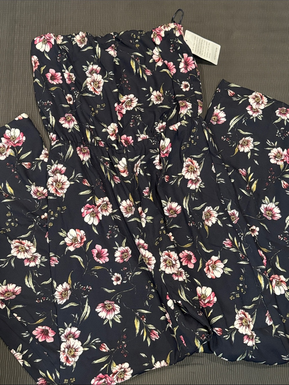 Collective Concepts Black Floral Strapless Wide-Leg Jumpsuit